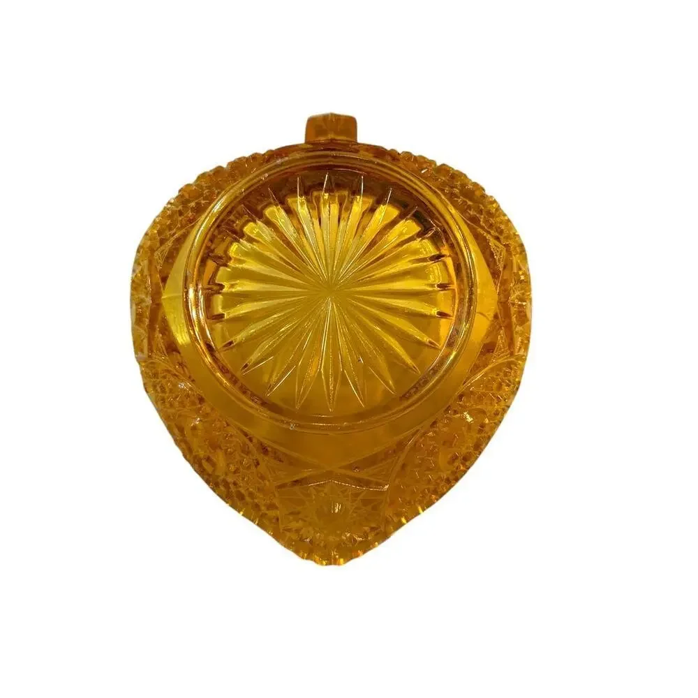 Vintage Indiana Glass Tiara Sandwich Amber Handled Nappy Candy Dish USA